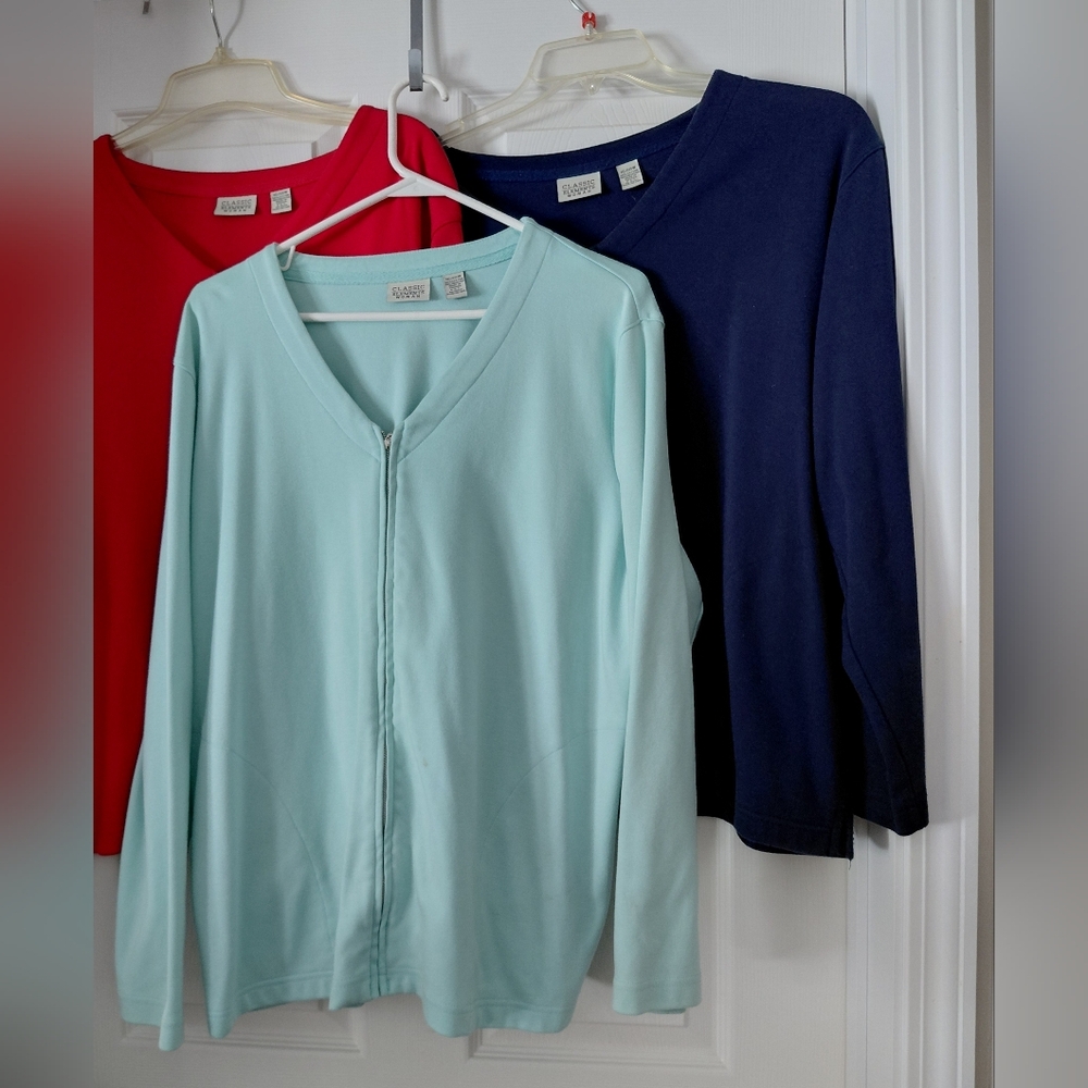 3 For 18 Classic Element Women's Zip_up Tops Aqua, Red, Navy Blue